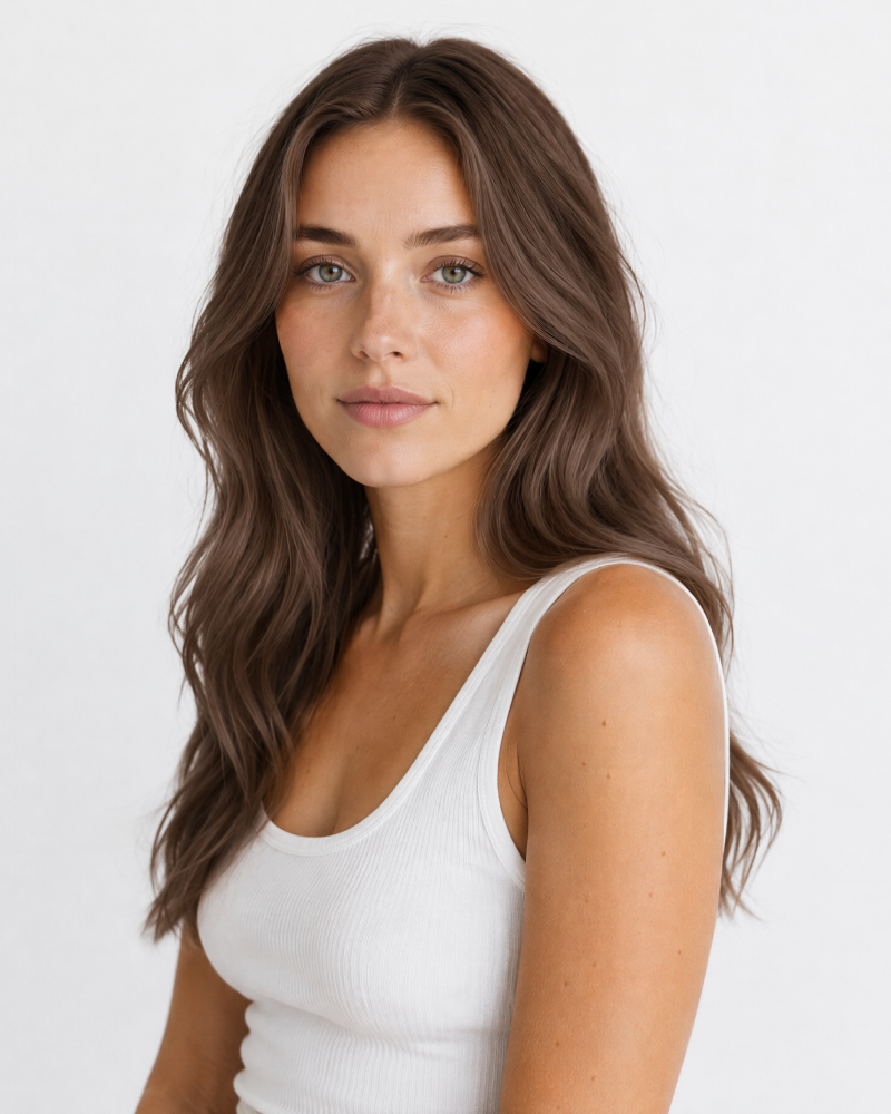AI espresso brown hair color preview on the original portrait