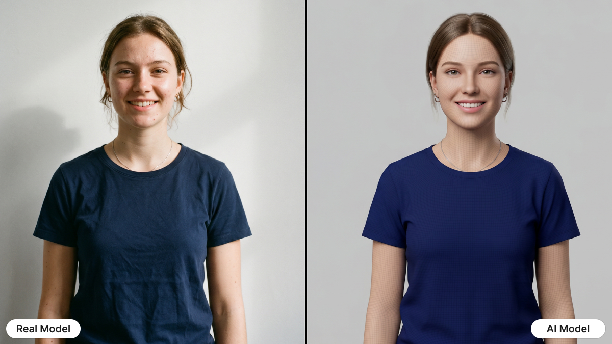 compare ai fashion models with real models