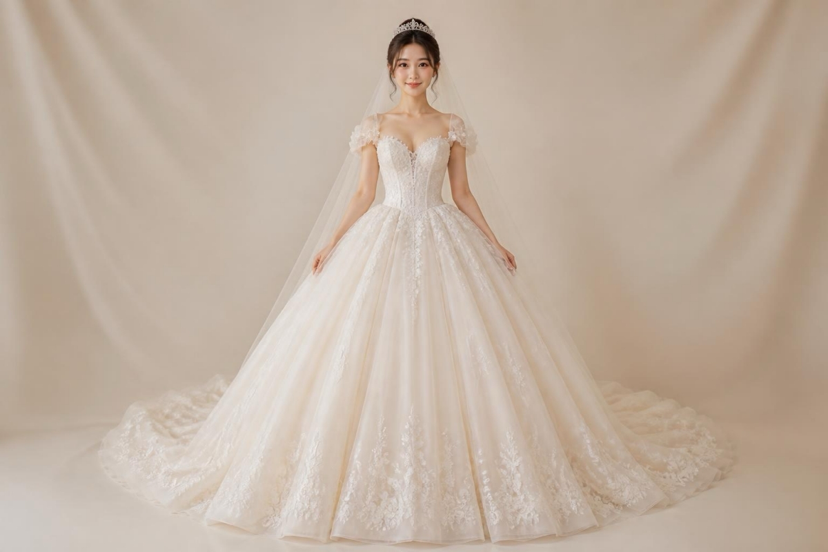 bride in a ball gown wedding dress