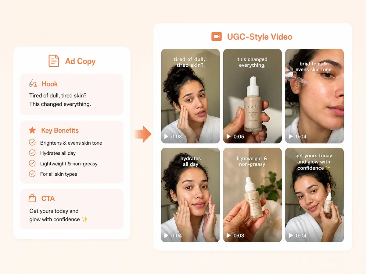 Turn Ad Copy Ideas Into UGC-Style Videos