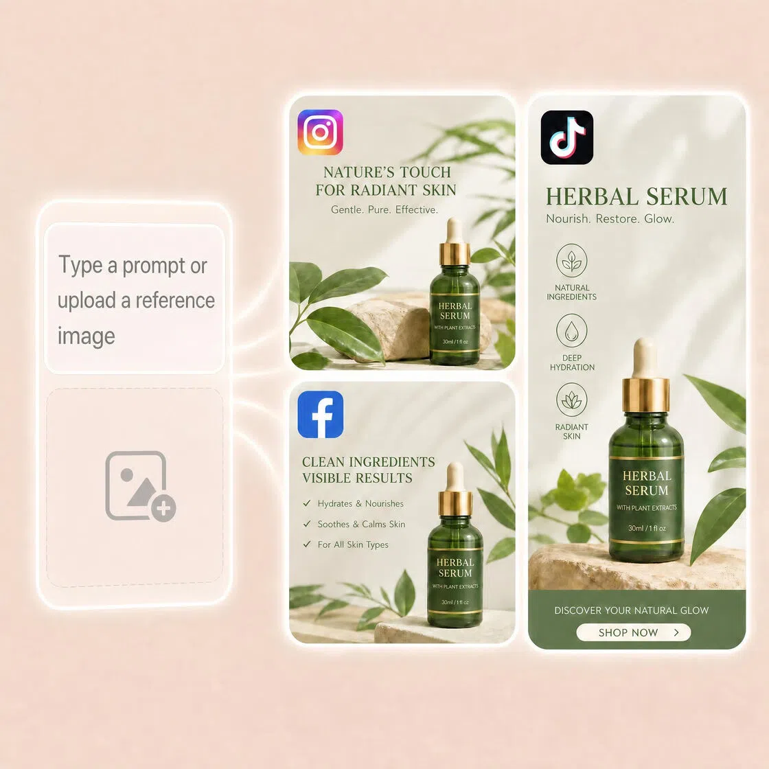 Create platform-ready social media posters from a single product image