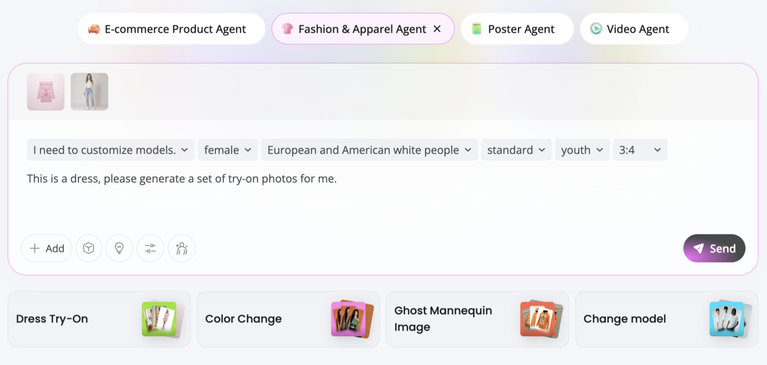 upload a your photo and the outfit you want to try