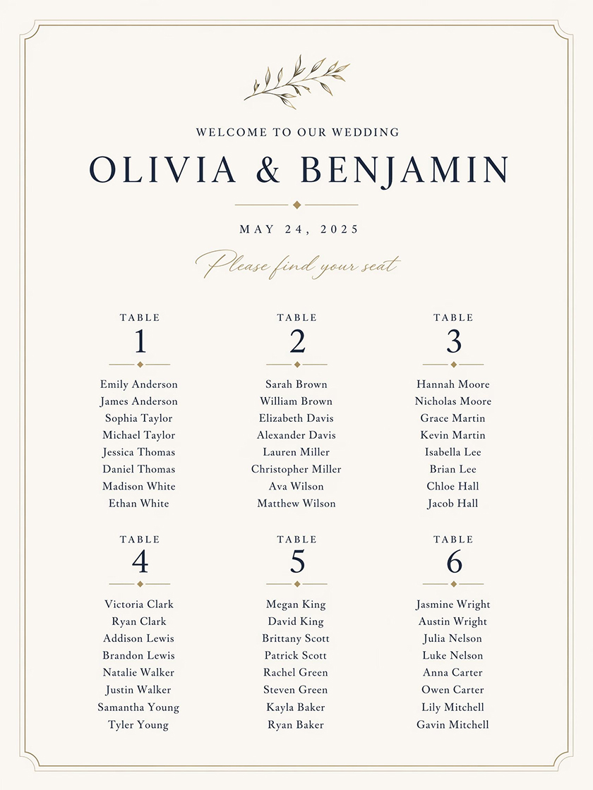 AI Generated Seating Chart Poster