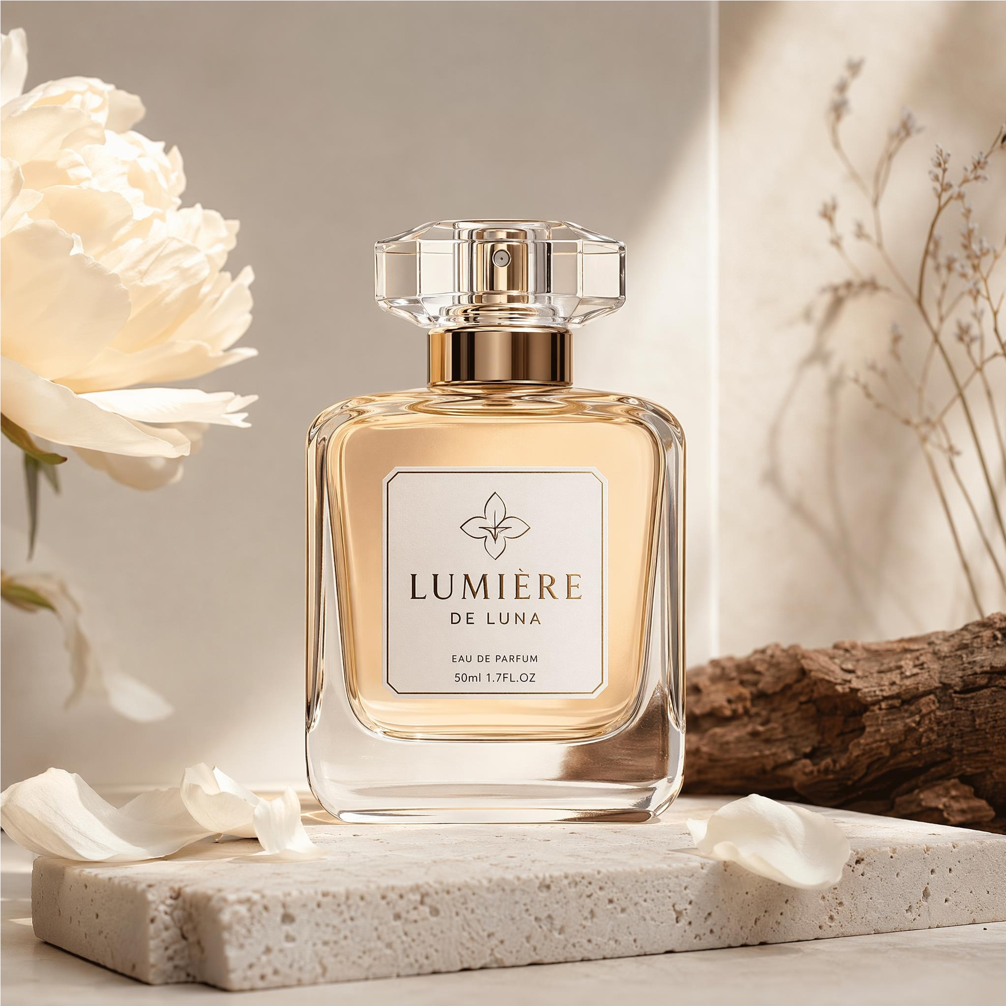 A perfume bottle with backgrounds