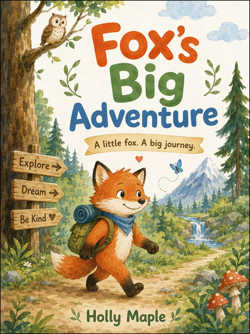 AI-generated children’s book cover with colorful illustrations, playful title, and author name.