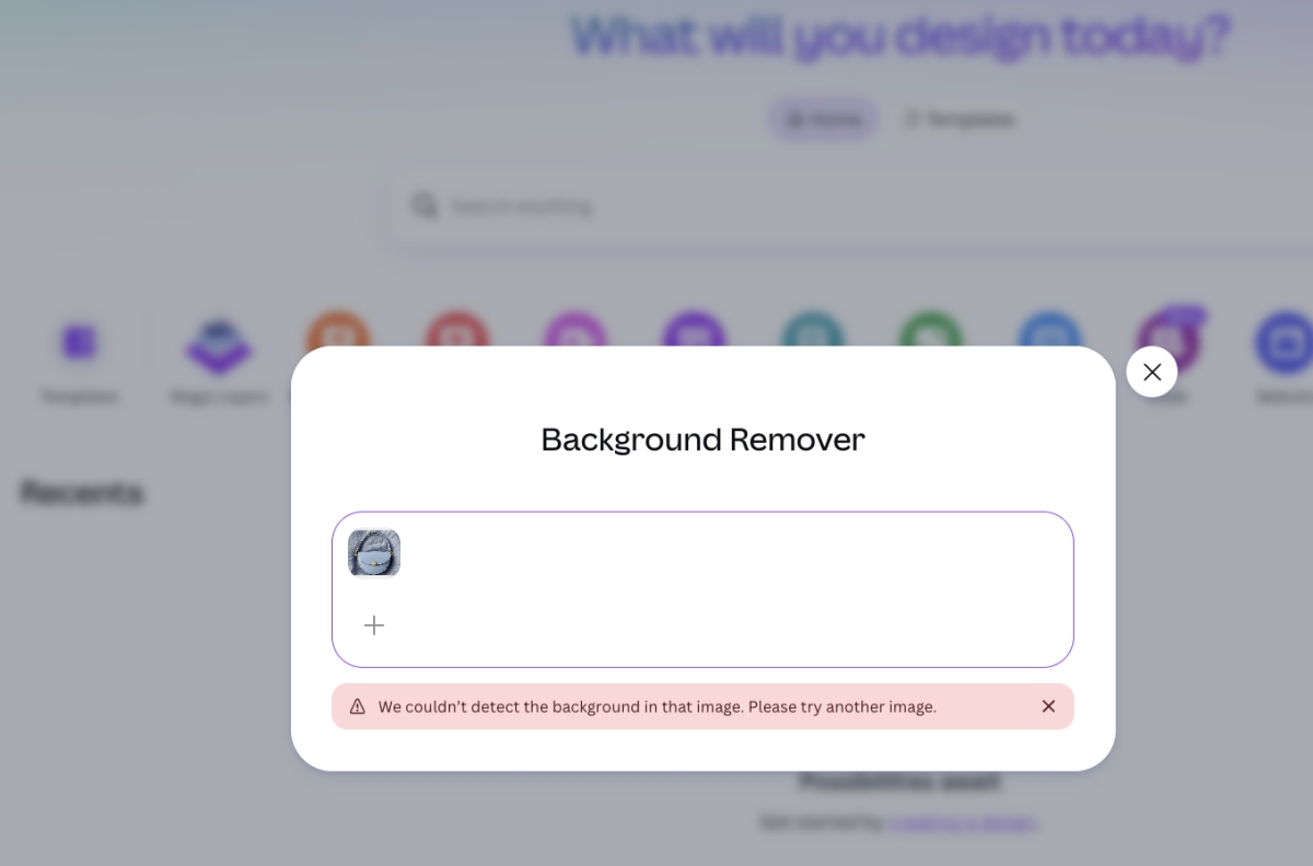 canva removes background failed