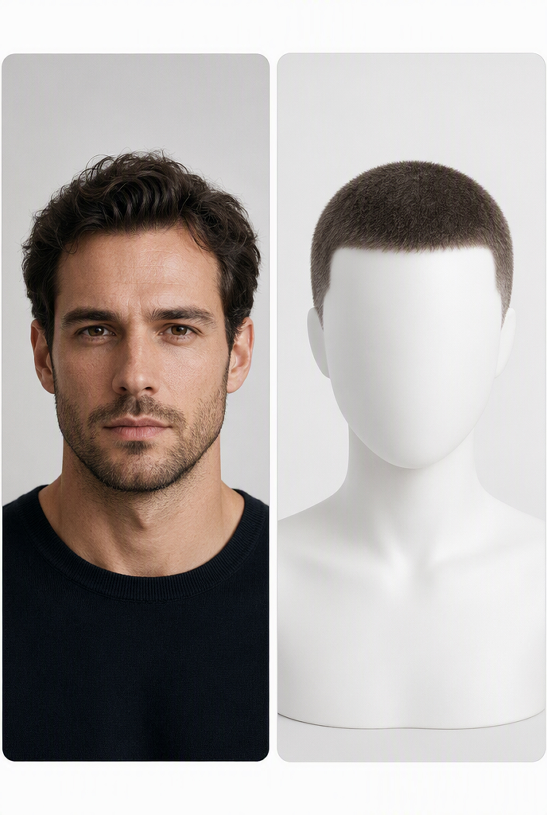 Male portrait with a close even buzz cut reference