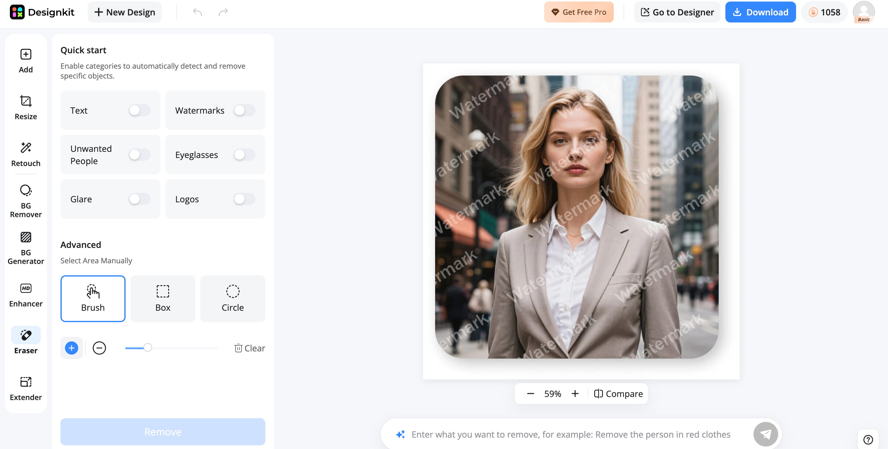 How to remove a watermark with Designkit Remove photo watermarks automatically