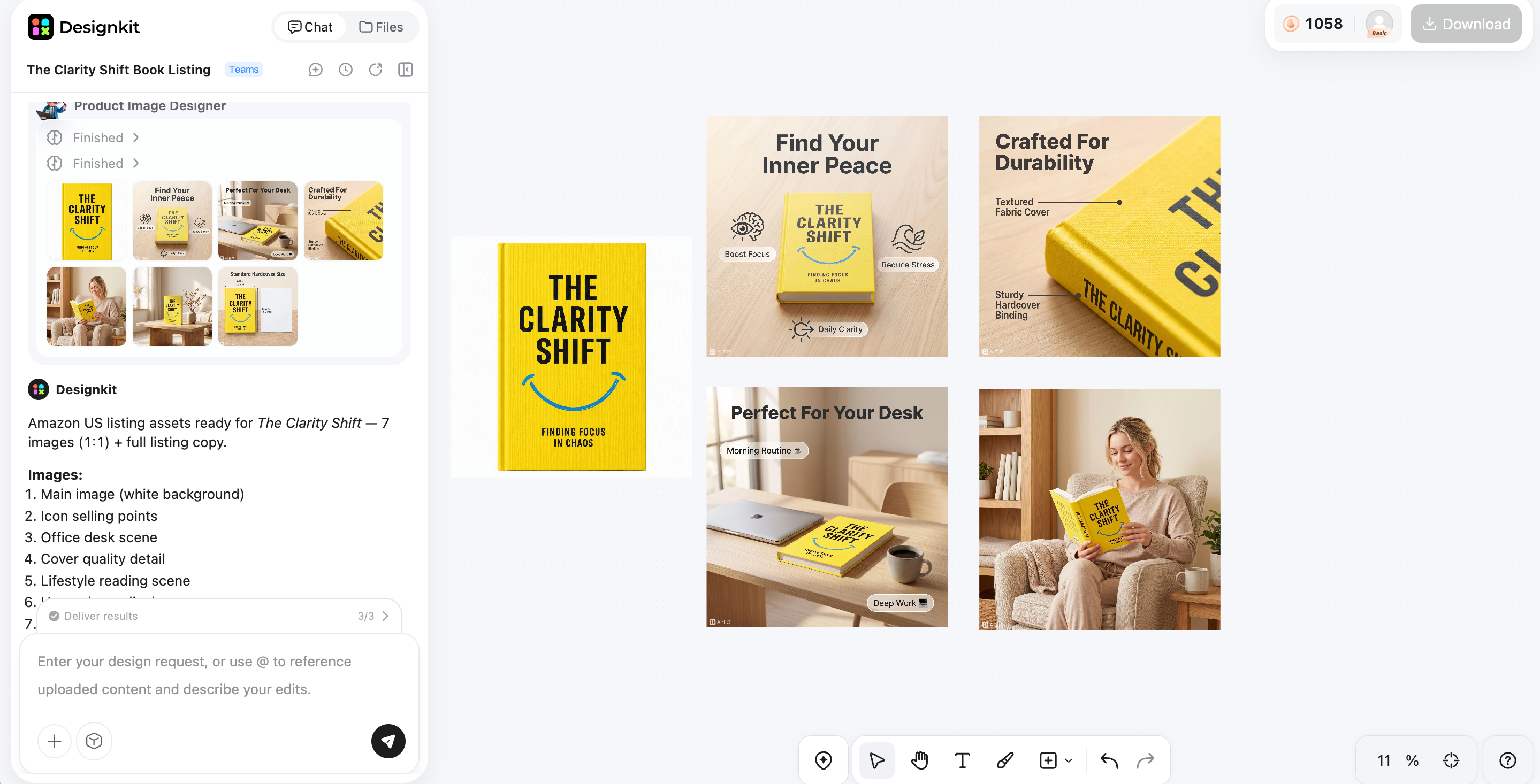 How to create Amazon book listing images with Designkit Review, refine, and download