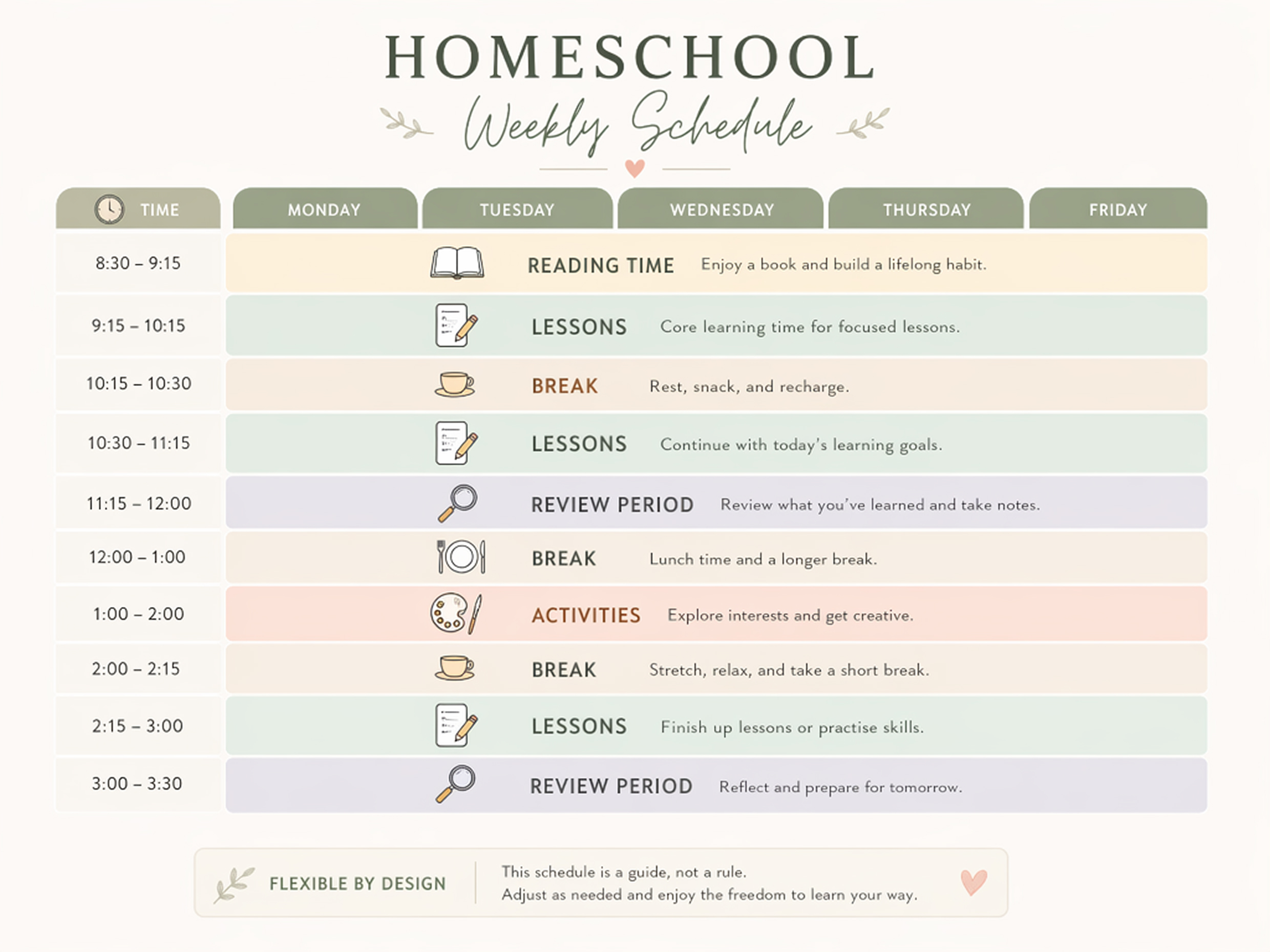 Plan Lessons, Breaks, and Activities