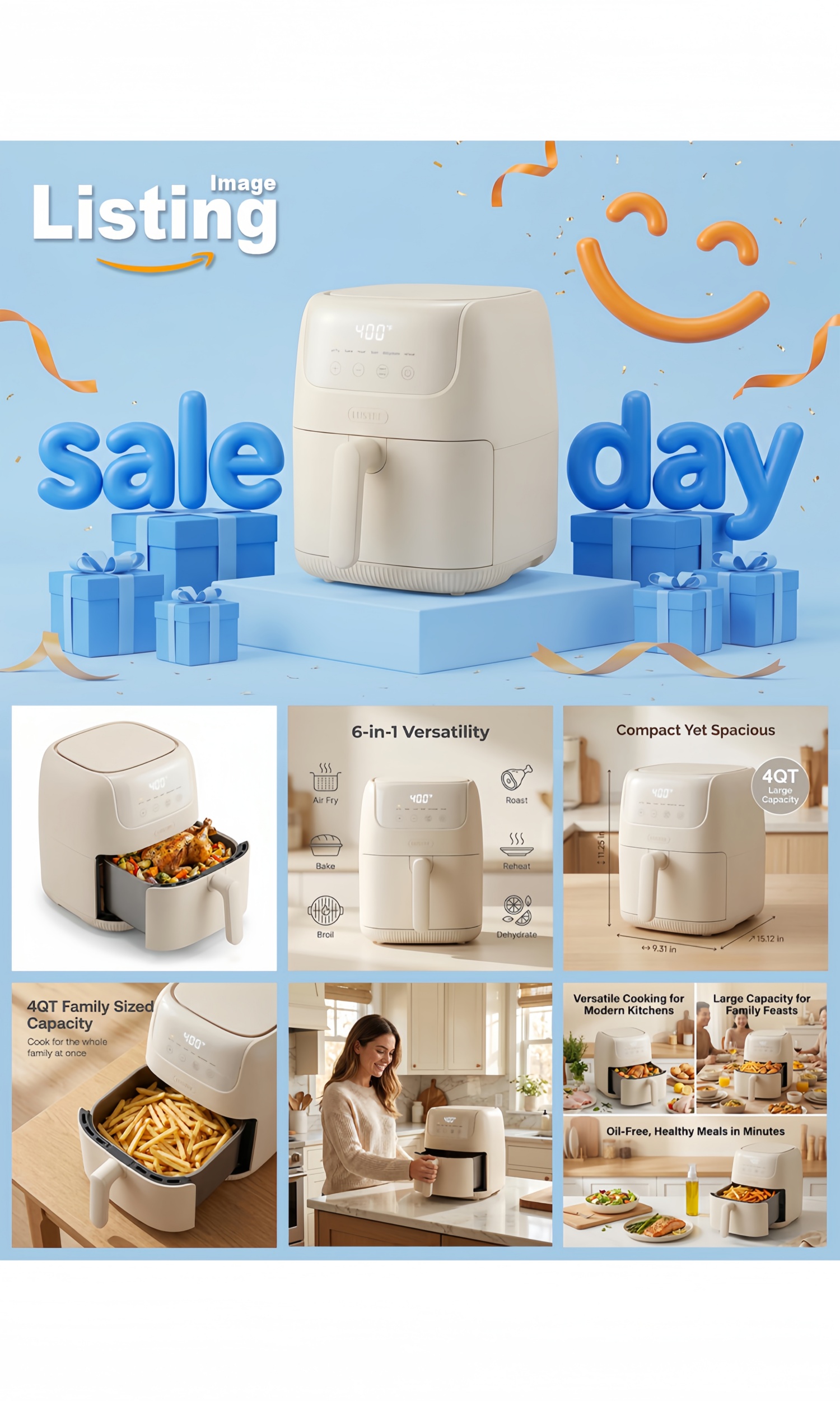 Amazon Product Listing Images for an Air Fryer