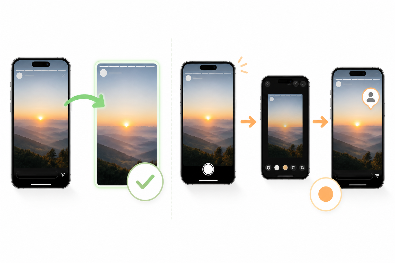 Two ways to repost a Story when not tagged: native reshare versus manual capture, upload, and credit.