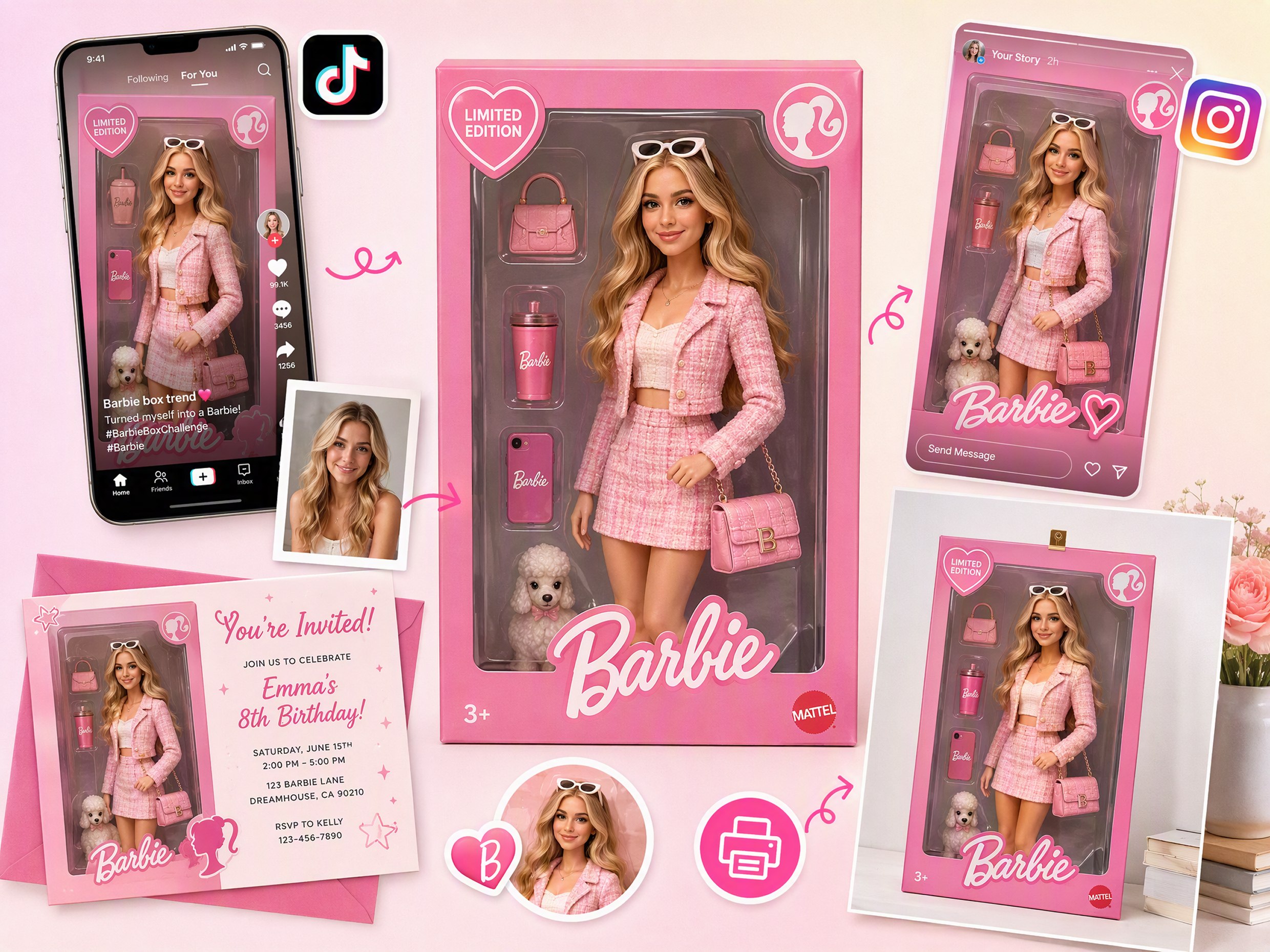 Export Barbie Designs for Social Posts and Real-World Prints