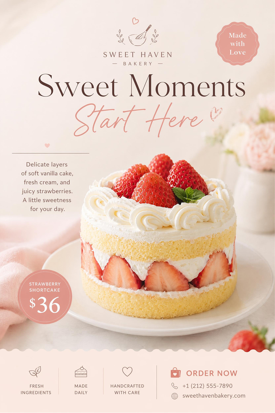 strawberry cake sale poster