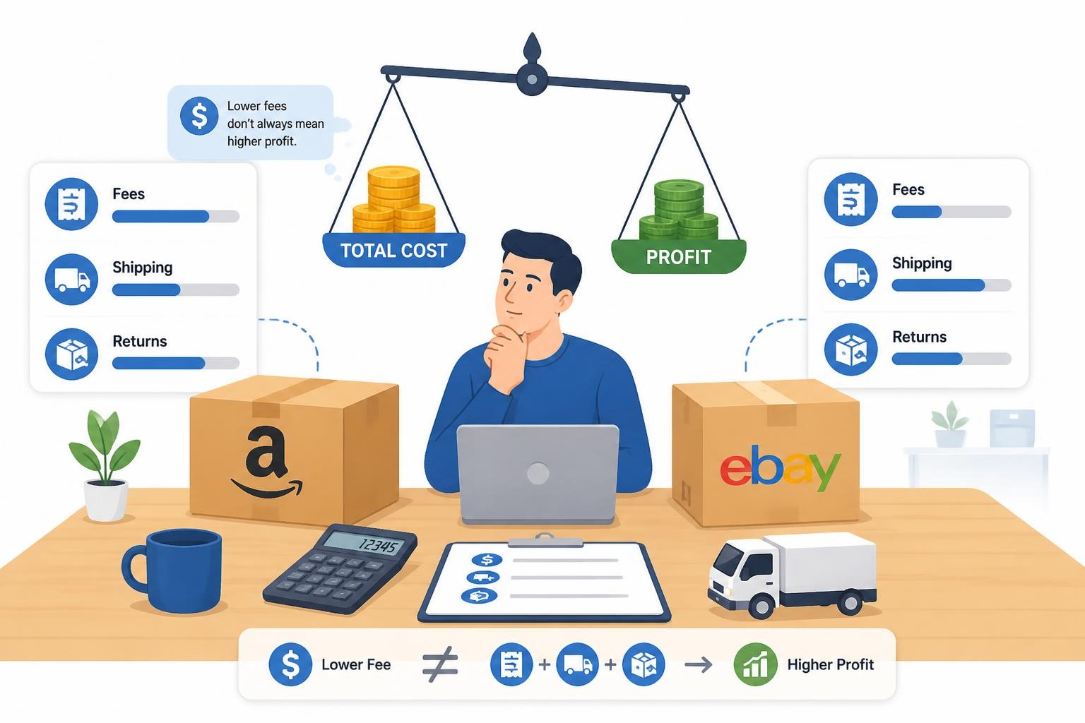Cost to Sell on Amazon vs eBay
