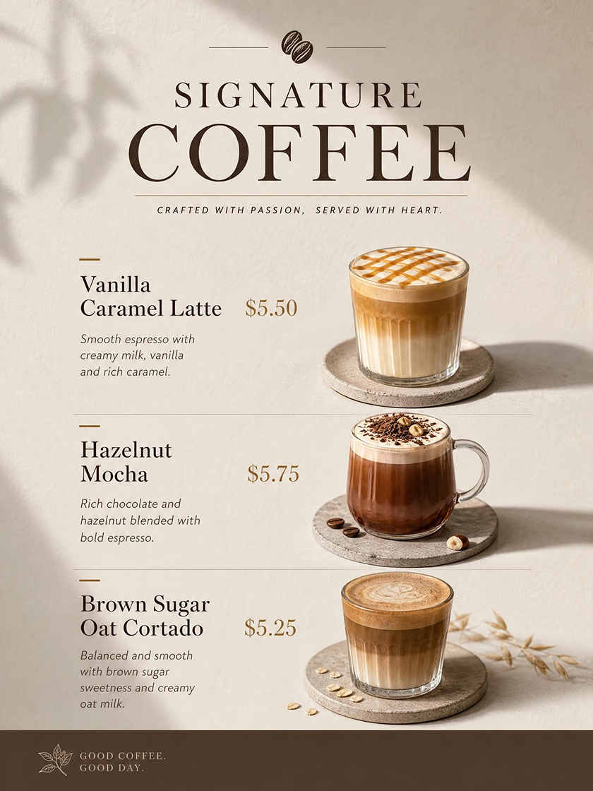 AI Generated Cafe Menu Poster