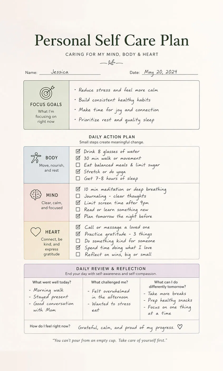 Personal Self Care Plan