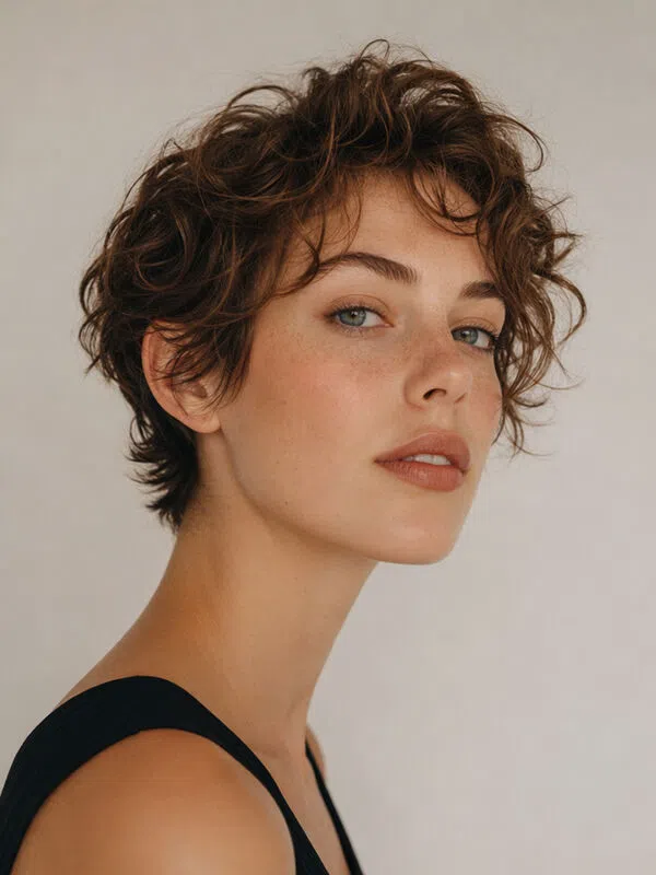 AI short hairstyle preview on a portrait