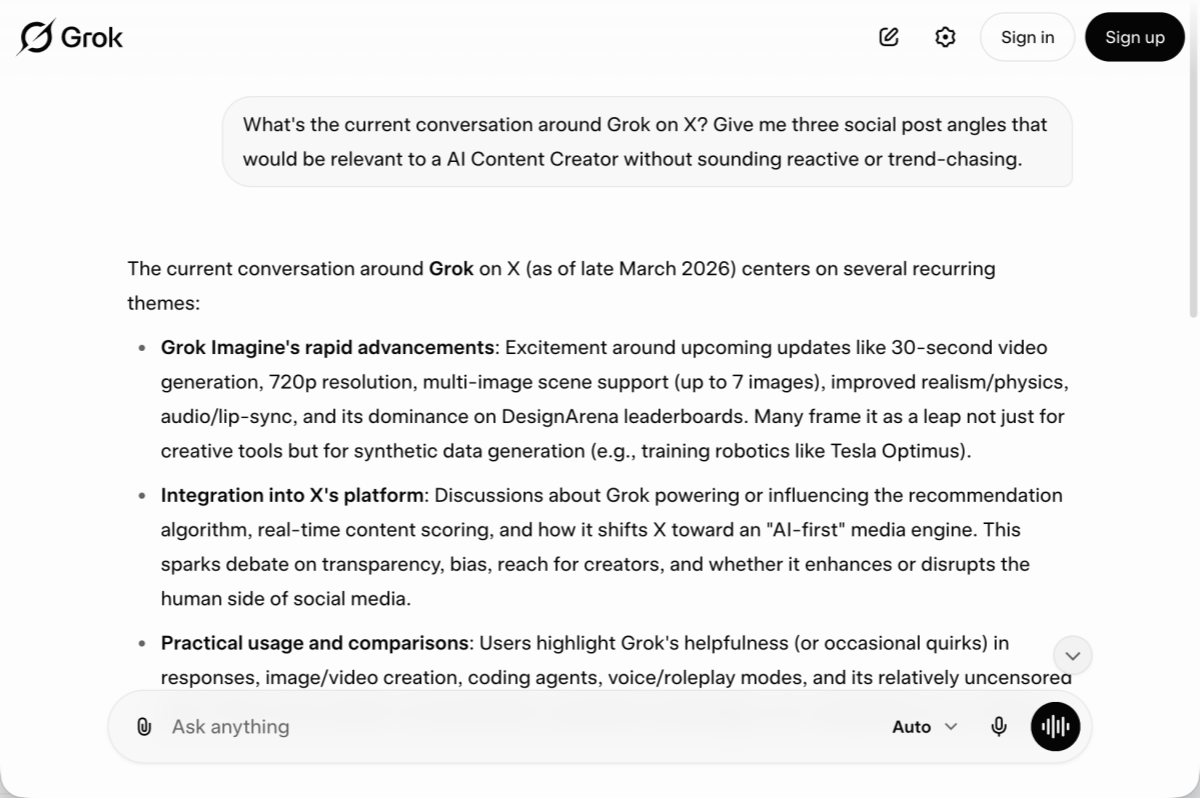 grok for writing content