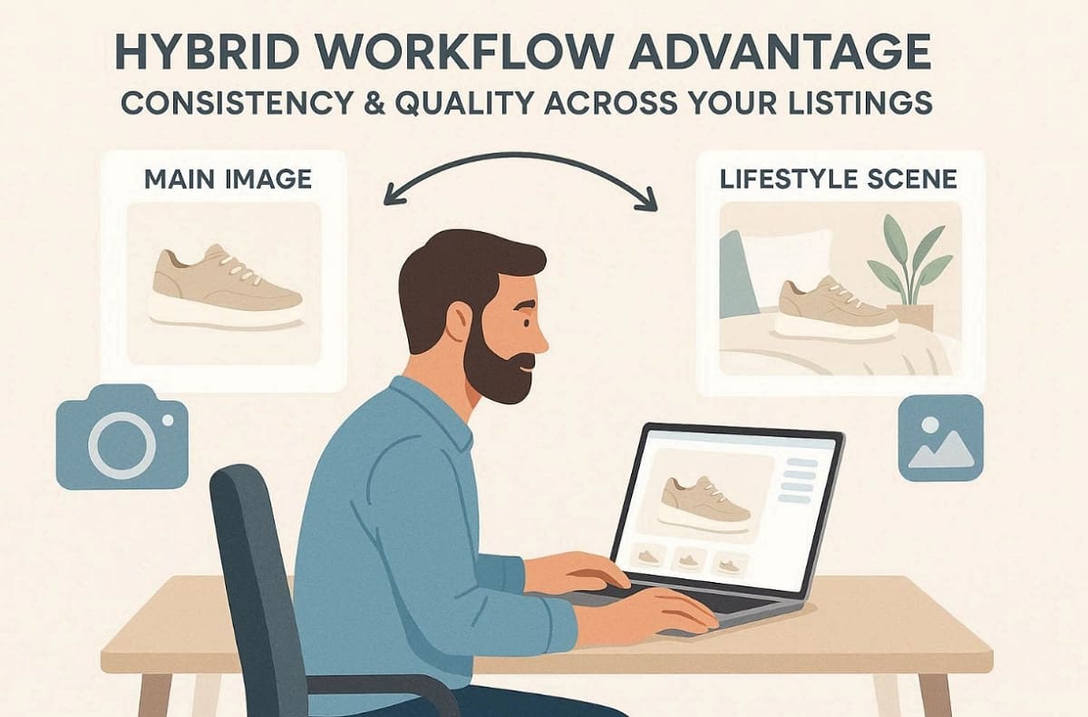 hybrid workflow of product image generator