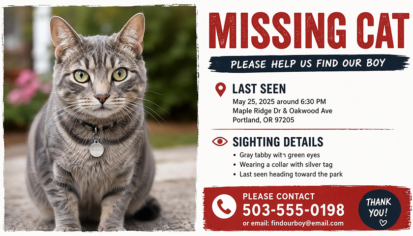 Missing Cat Poster