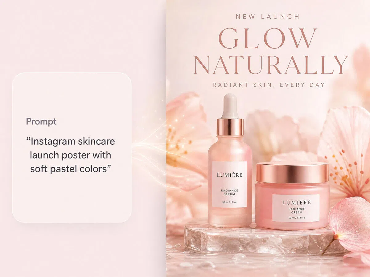 Skincare social media poster generated with an AI social media poster generator