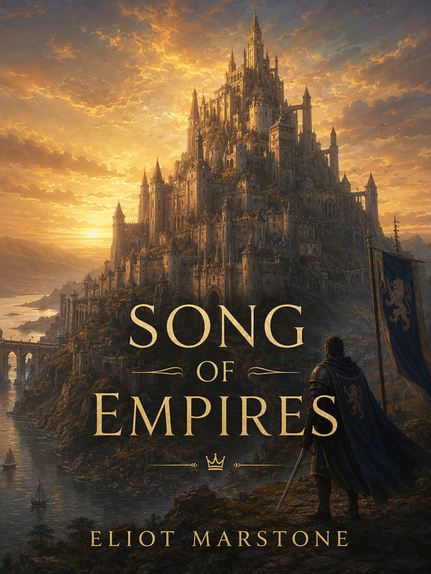 AI-generated fantasy book cover with a magical setting, readable title, and author name.