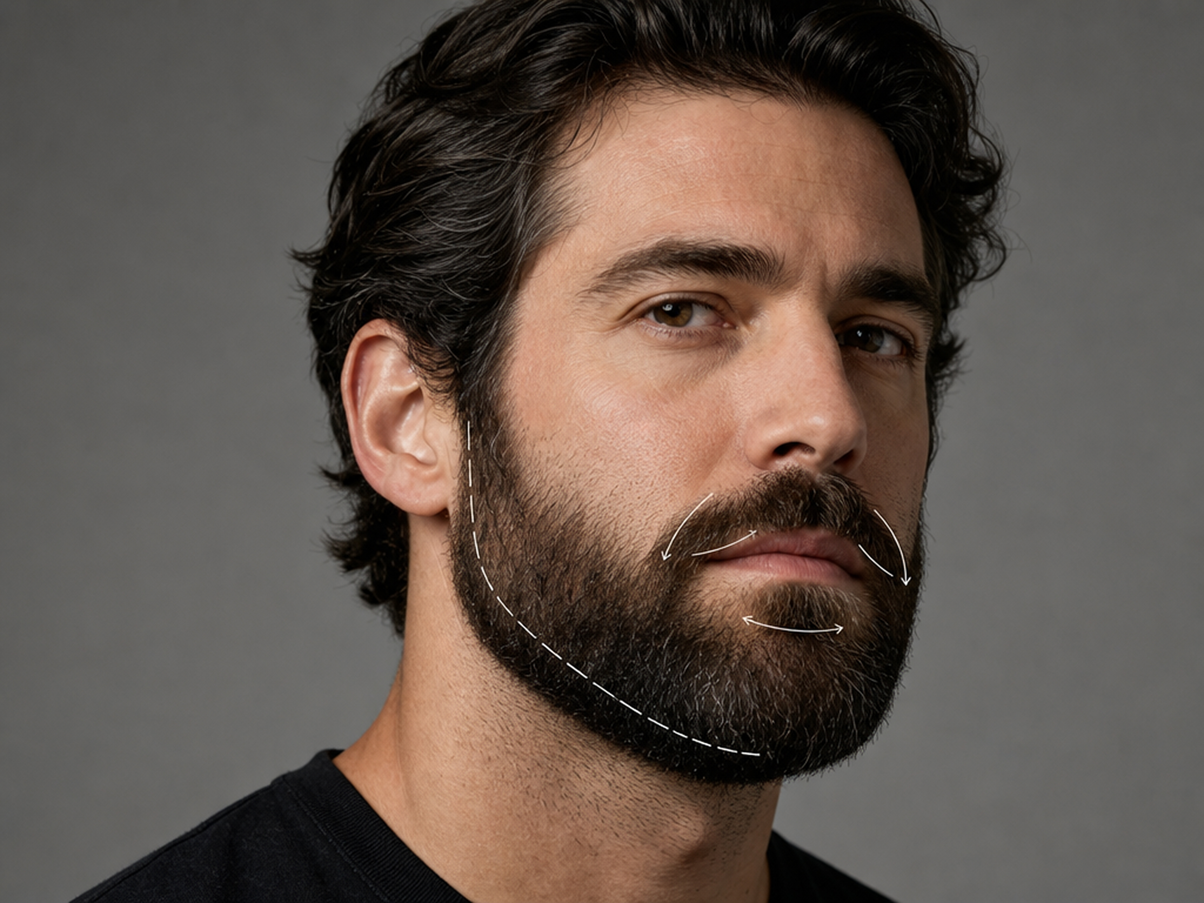 Add Facial Hair Along Natural Face Contours