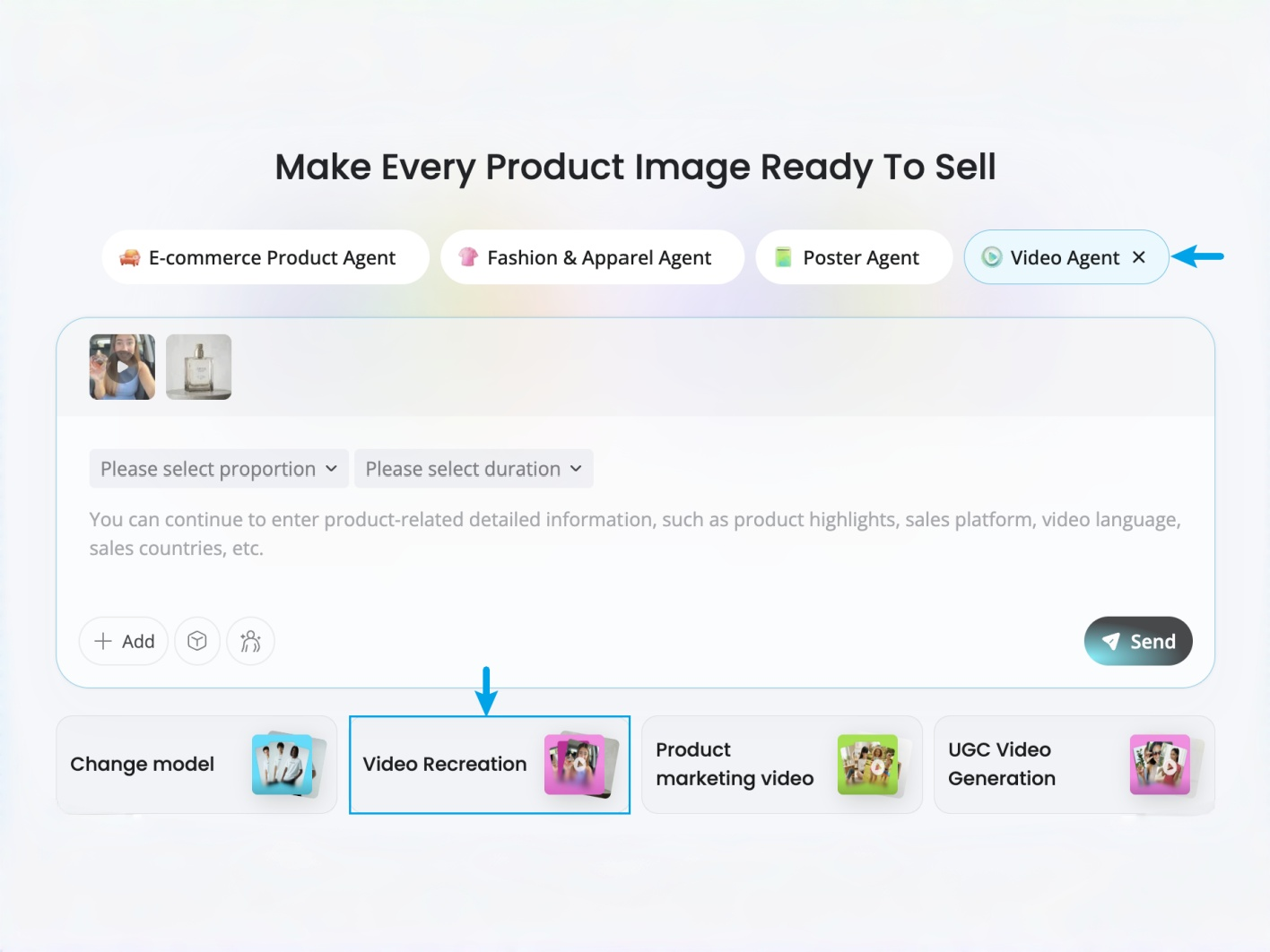 upload a viral reference video and product images