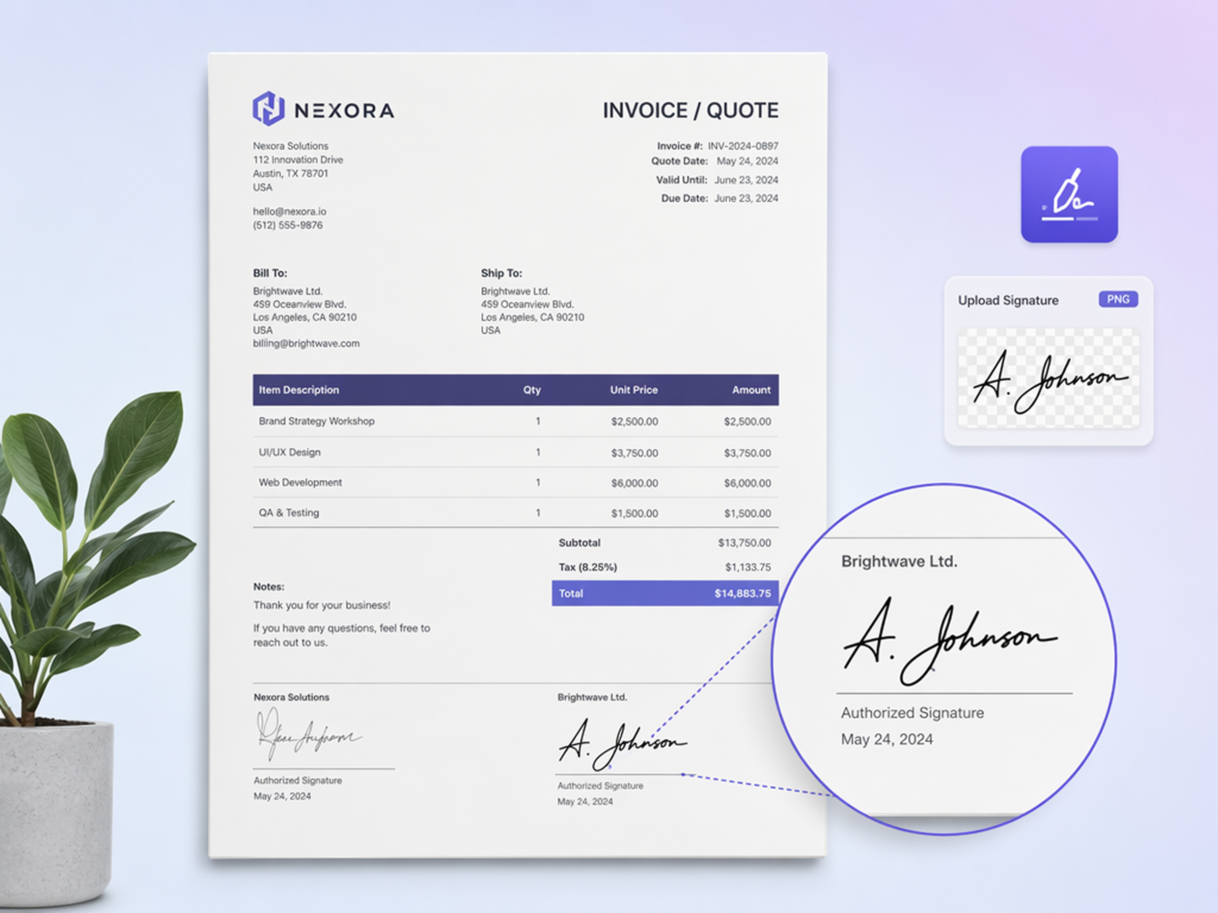 Drop a Signature PNG Into Invoices On the Go