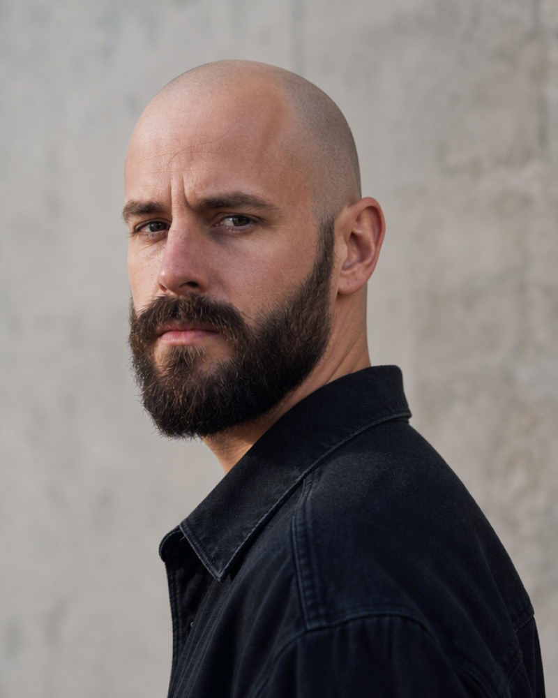 Bald filter result on the same bearded man