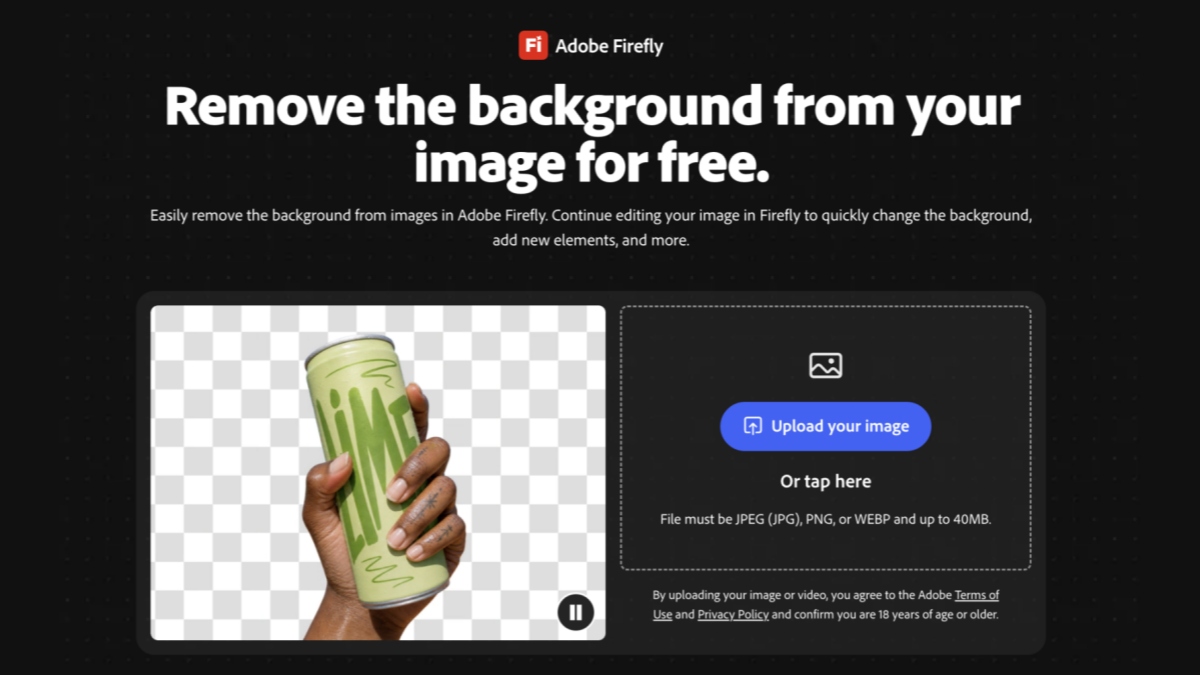 Adobe Firefly background remover