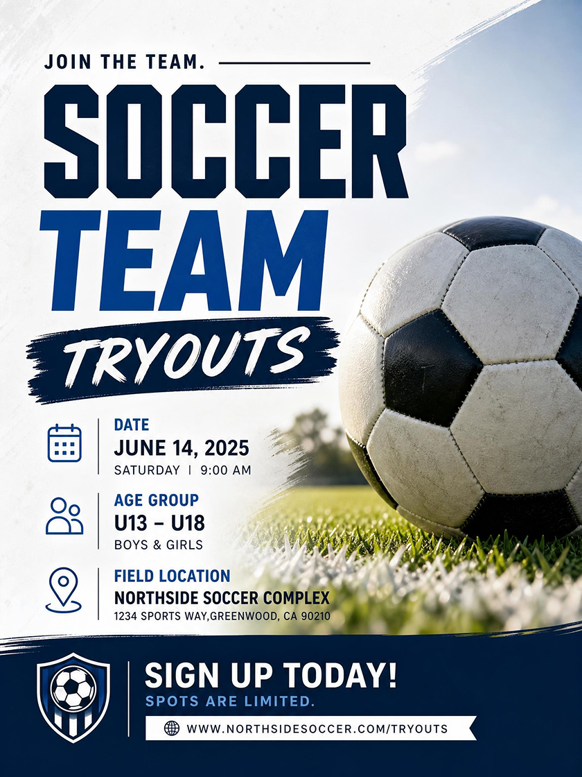 AI Generated Team Tryout Poster