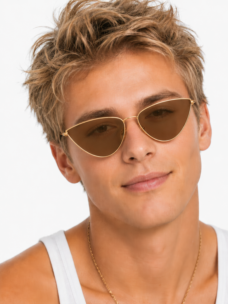 Model wearing sunglasses in a virtual try-on