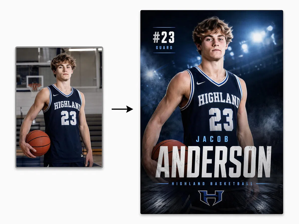 AI Creates Complete Poster Designs from Athlete Photos