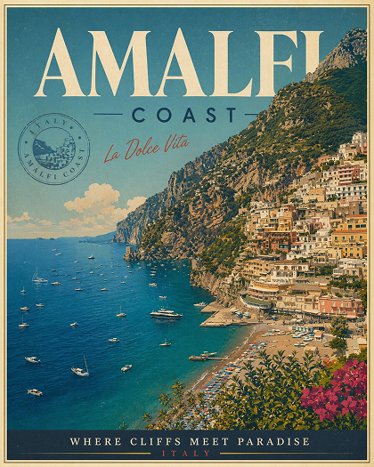 Amalfi travel poster