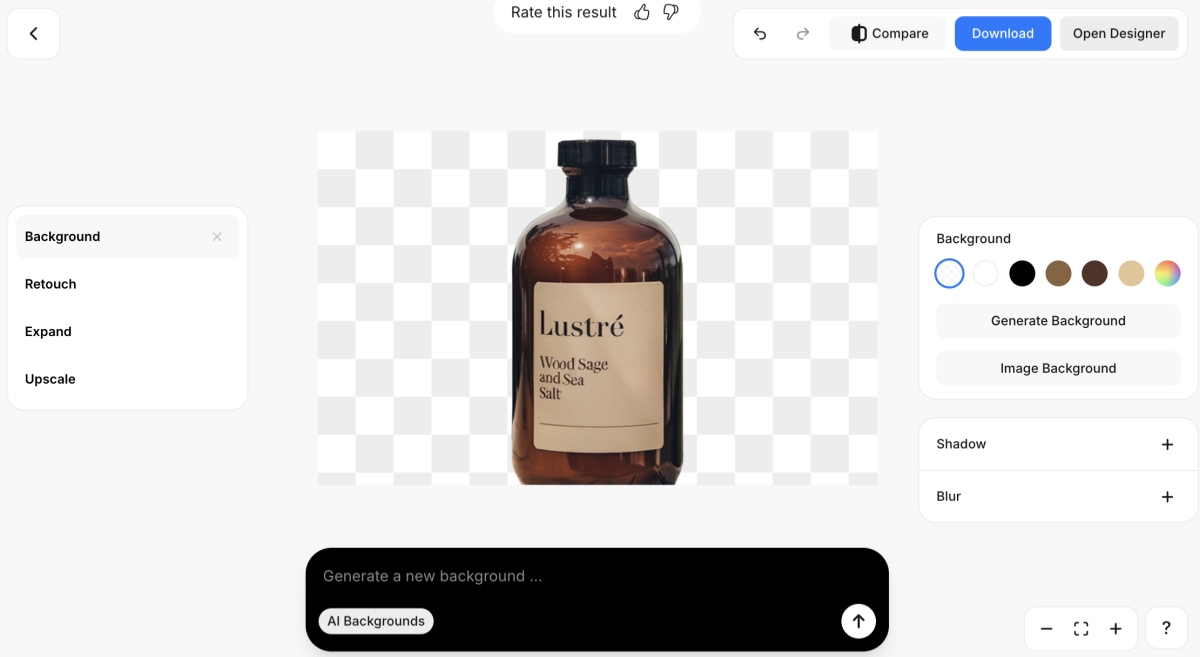 Pixelcut removes background for Aroma bottle