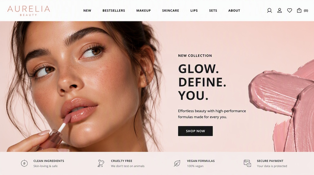 AI image for beauty products website