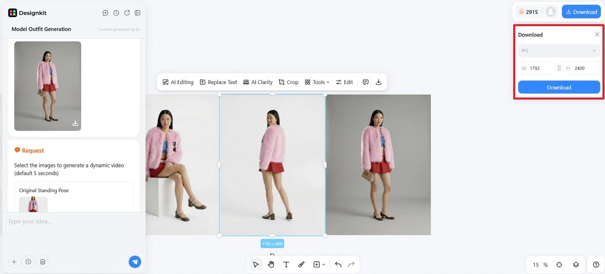 download ai fashion model via designkit