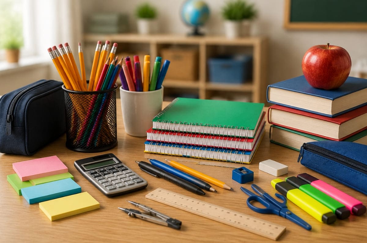 writing and classroom supplies