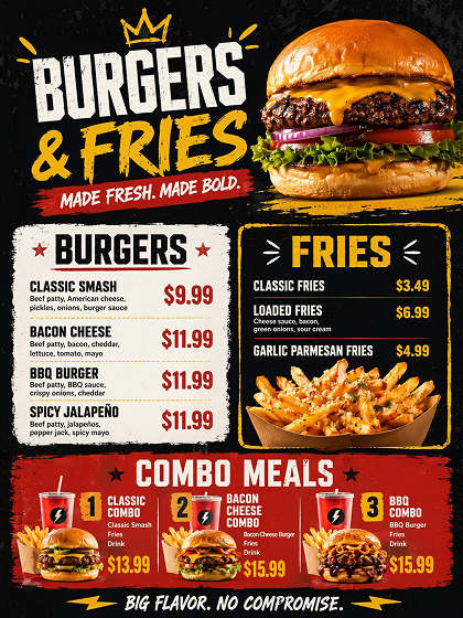 burger menu poster