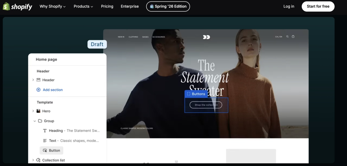 Shopify homepage