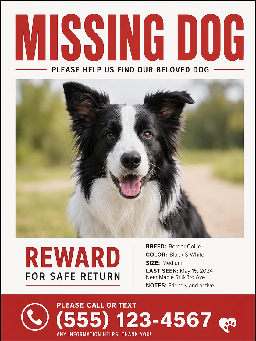 AI Generated Lost Dog Poster