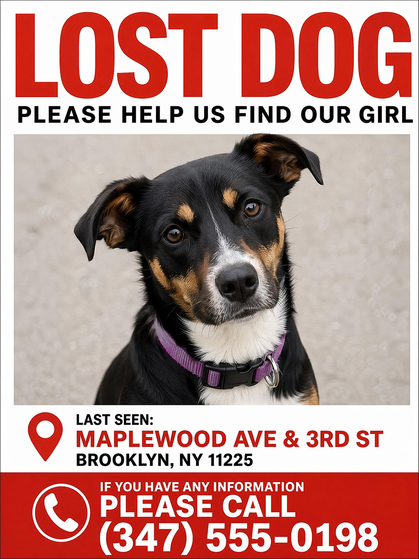AI Generated Lost Dog Poster