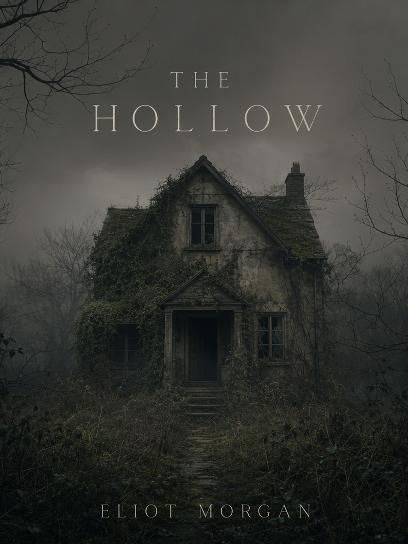 AI-generated horror book cover with an eerie setting, dark atmosphere, readable title, and author name.