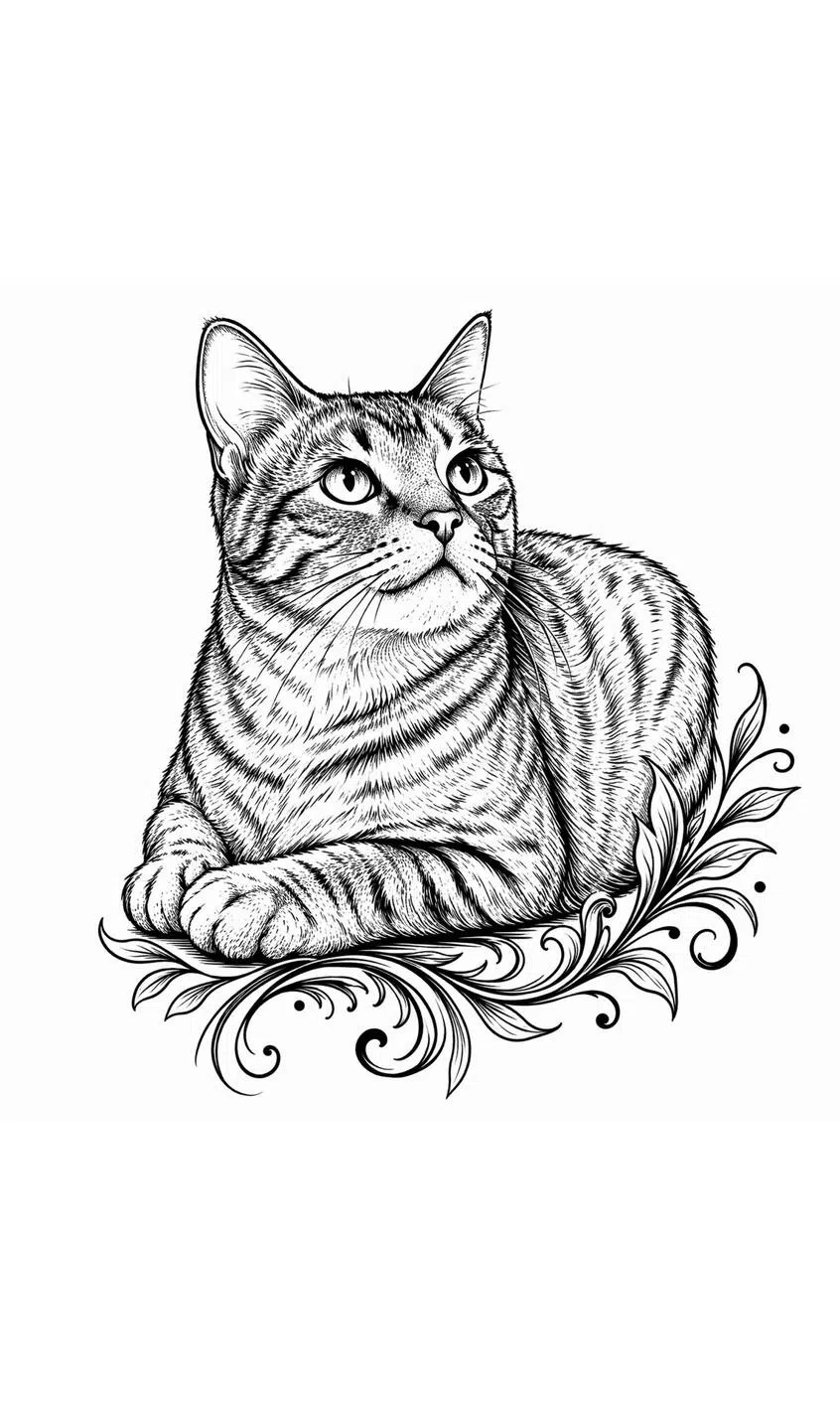 Cat Fine Line Tattoo