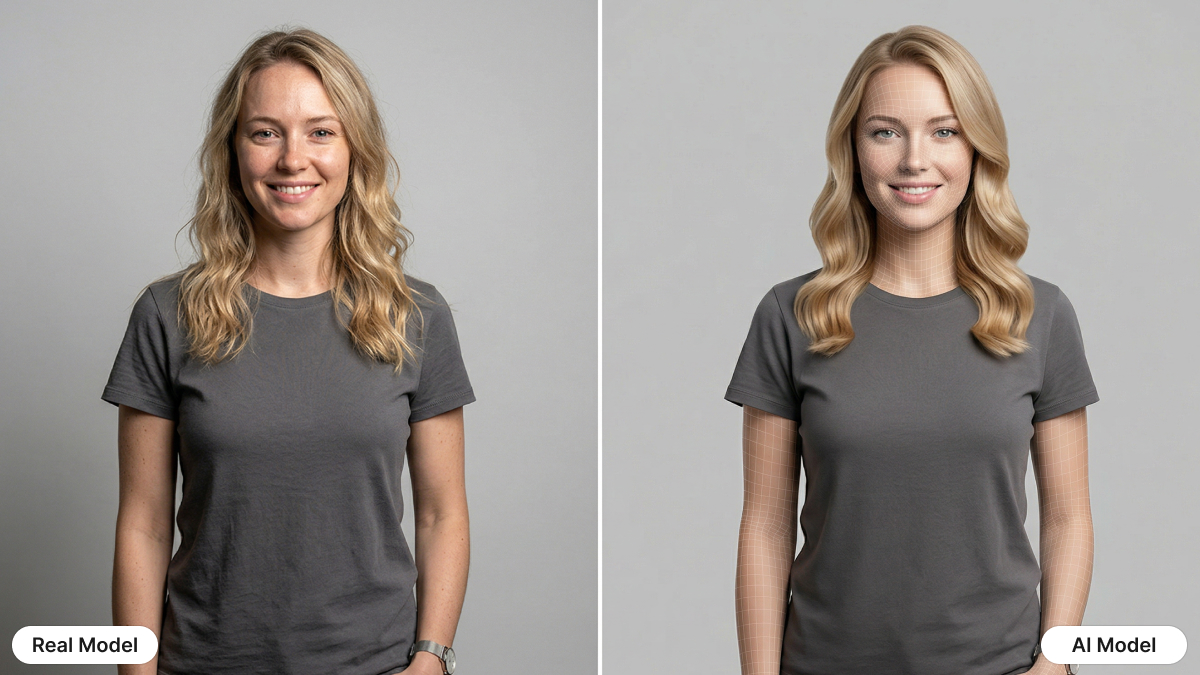 compare ai fashion models with real models
