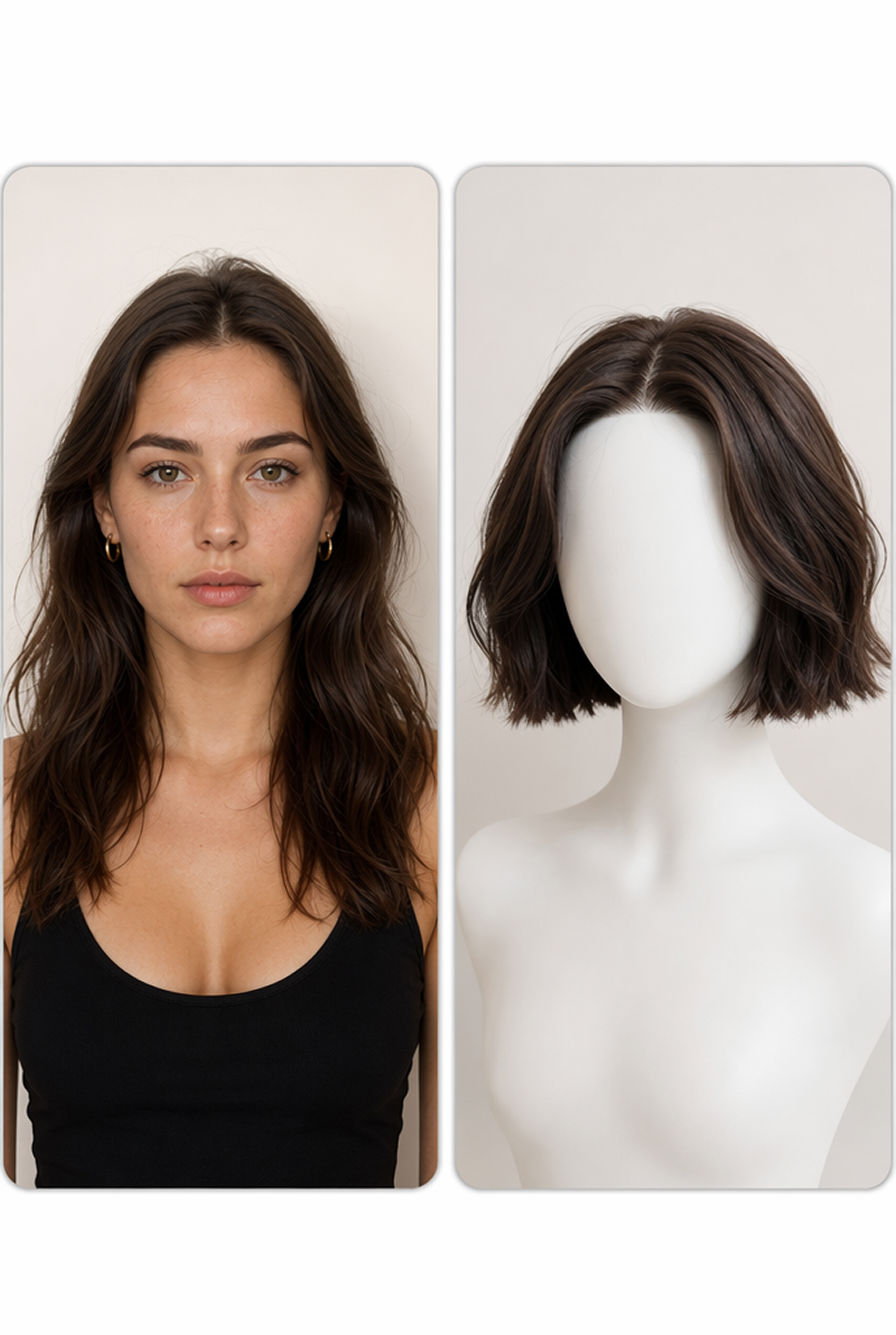 Portrait photo with a chin-length short bob hairstyle reference