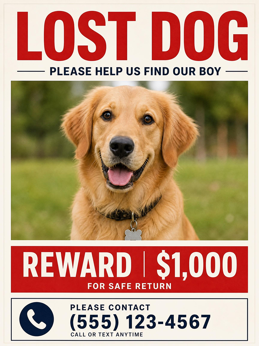 AI Generated Lost Dog Poster