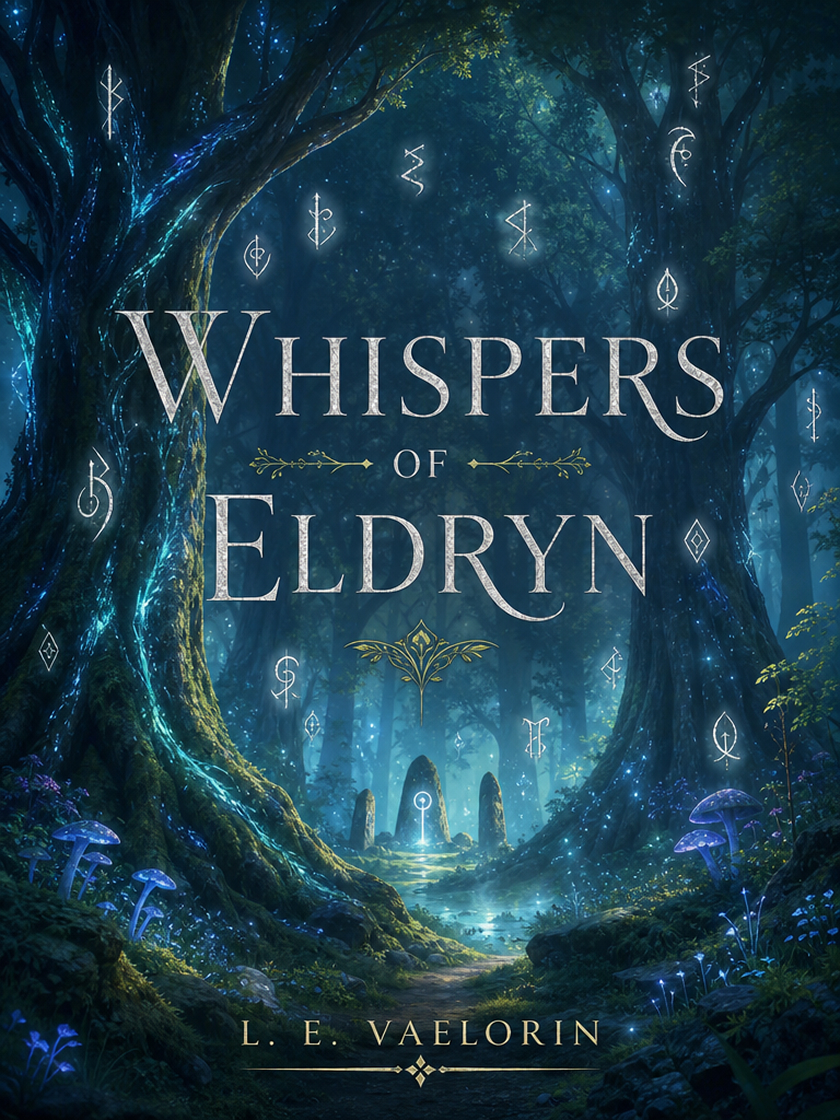 AI-generated fantasy book cover with a magical setting, readable title, and author name.